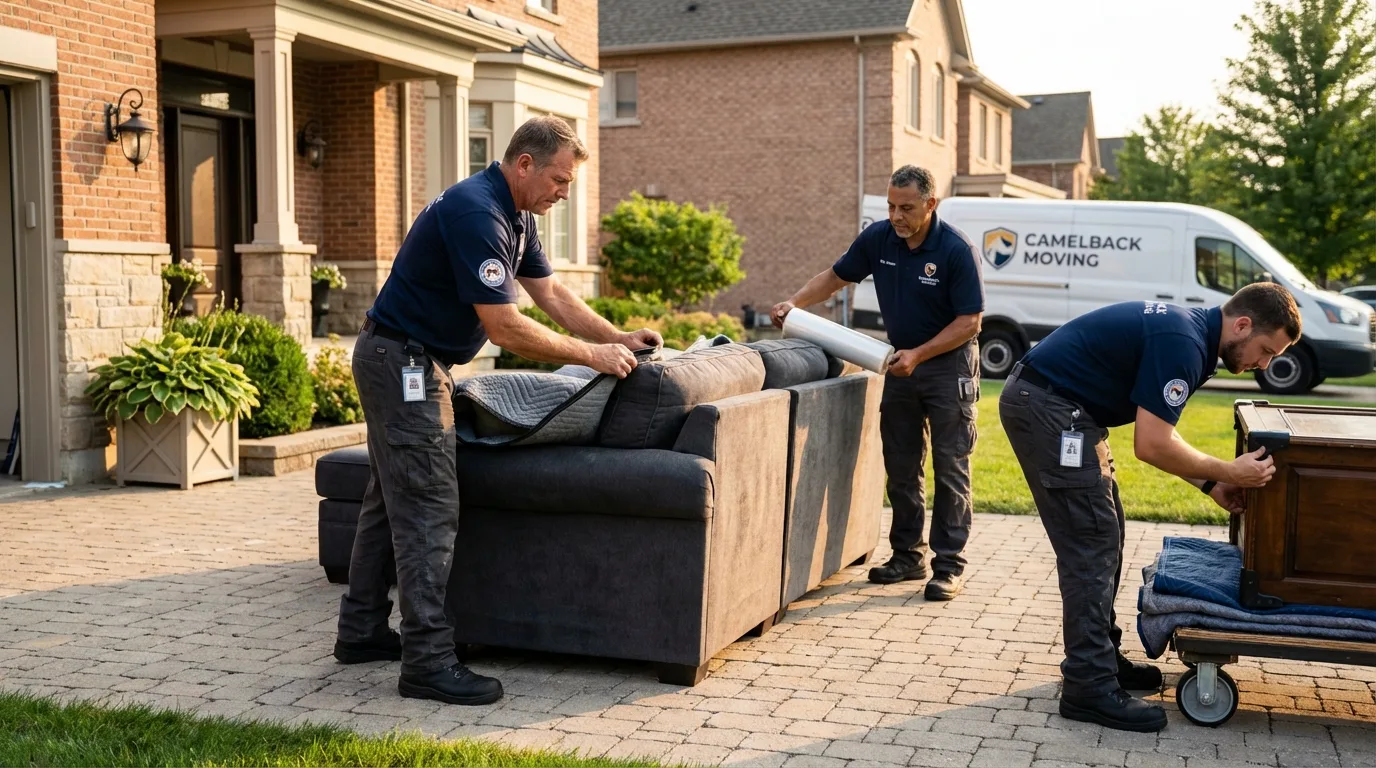 Large estate moving crew wrapping furniture in Tulsa, OK